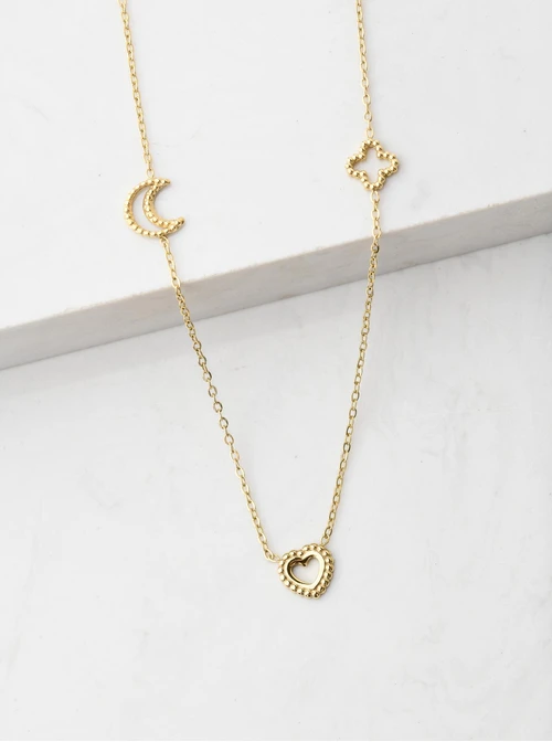 Naszyjnik koniczynka, serduszko, księżyc, złoty S305948Z00