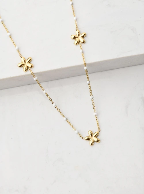 Naszyjnik kwiatki, złoty S305996Z00