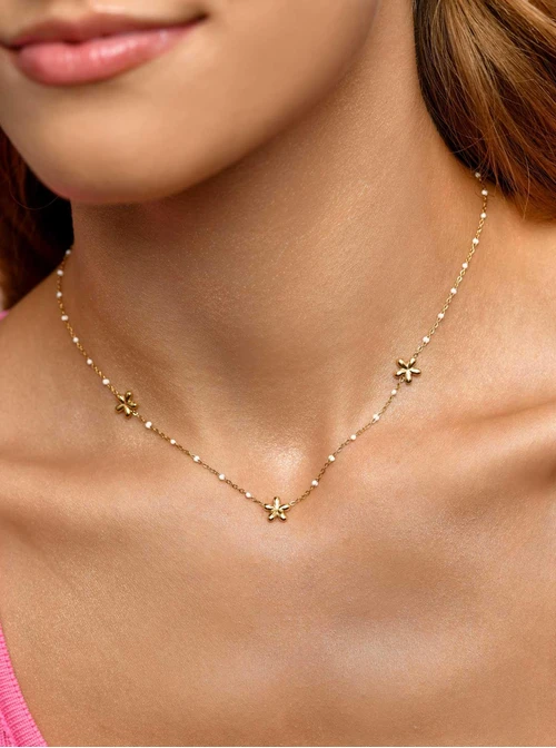 Naszyjnik kwiatki, złoty S305996Z00