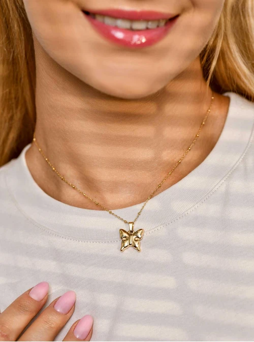 Naszyjnik motyl, złoty S306146Z00