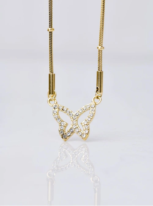 Naszyjnik motylek z kryształkami, złoty S306249Z00