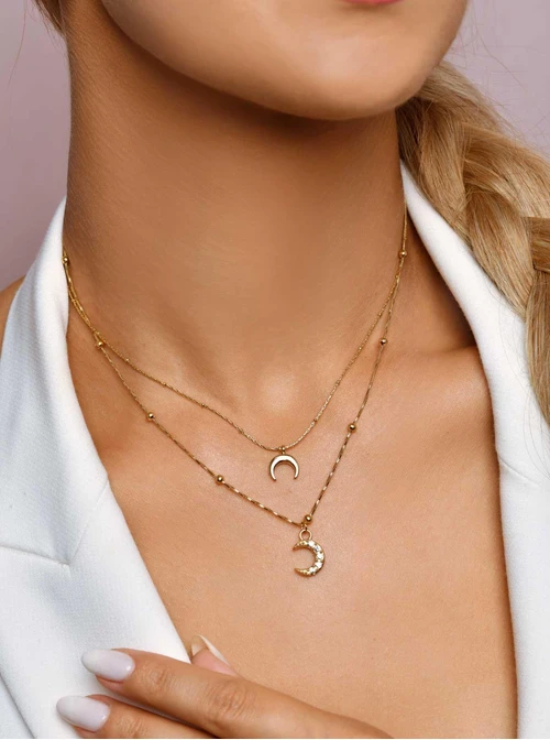Naszyjnik podwójny księżyce, złoty S306262Z00