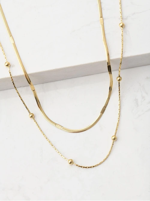 Naszyjnik podwójny, kuleczki, złoty S306250Z00