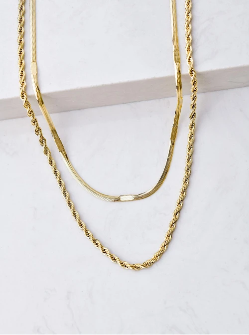 Naszyjnik podwójny, żmijka, corda, złoty S306103Z00