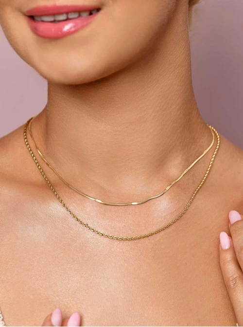 Naszyjnik podwójny, żmijka, corda, złoty S306103Z00