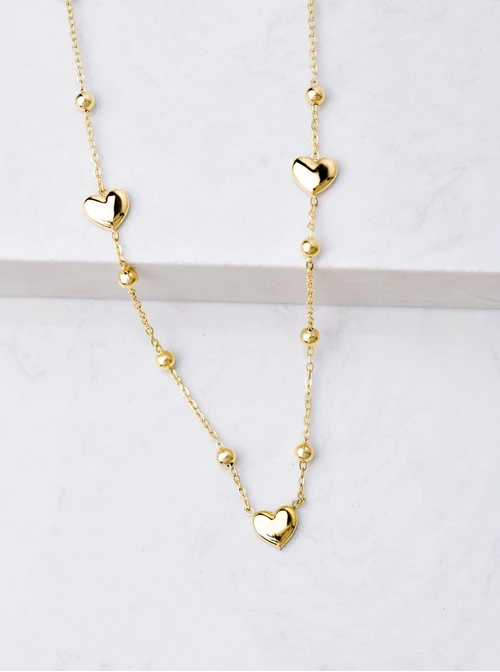 Naszyjnik serduszka, kuleczki, złoty S305968Z00
