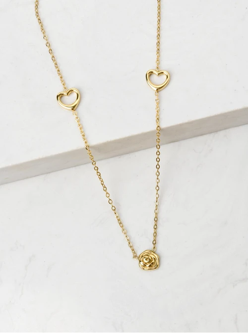 Naszyjnik serduszka, róża, złoty S306005Z00