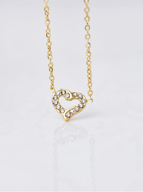 Naszyjnik serduszko kryształki, złoty S306216Z00