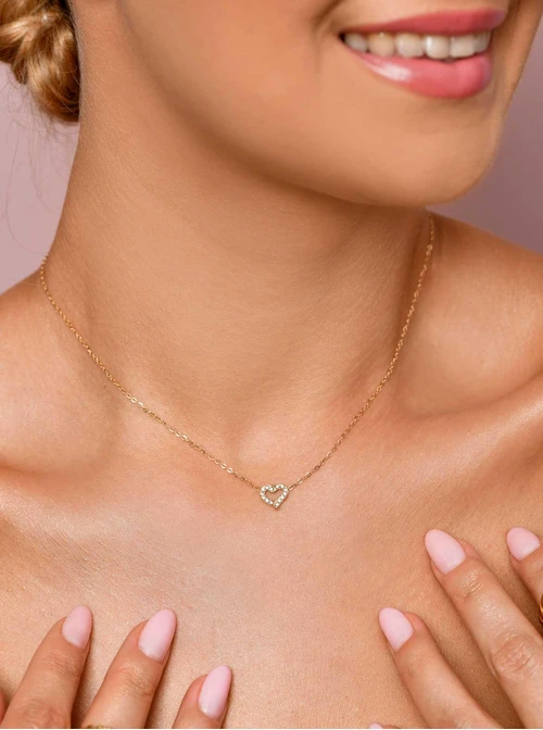 Naszyjnik serduszko kryształki, złoty S306216Z00