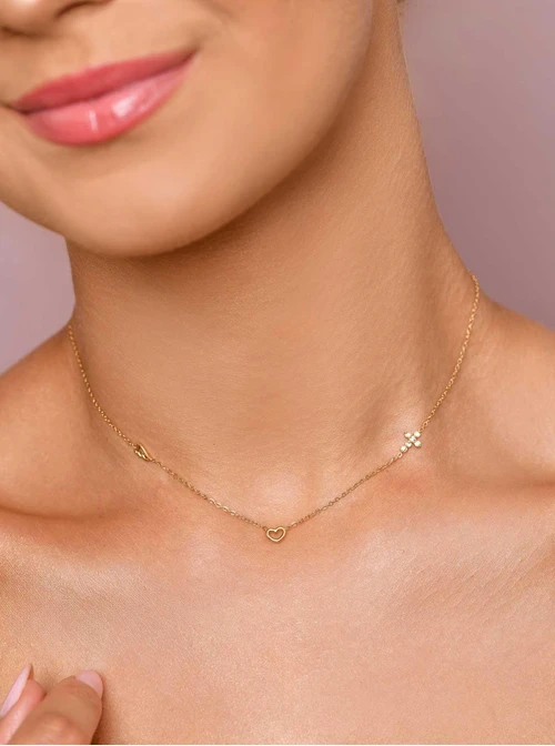 Naszyjnik skrzydełko, serduszko, krzyżyk, złoty S306277Z00