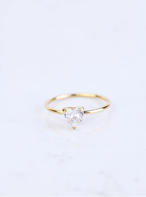 Pierścionek kryształek, serduszko, złoty S406674Z02