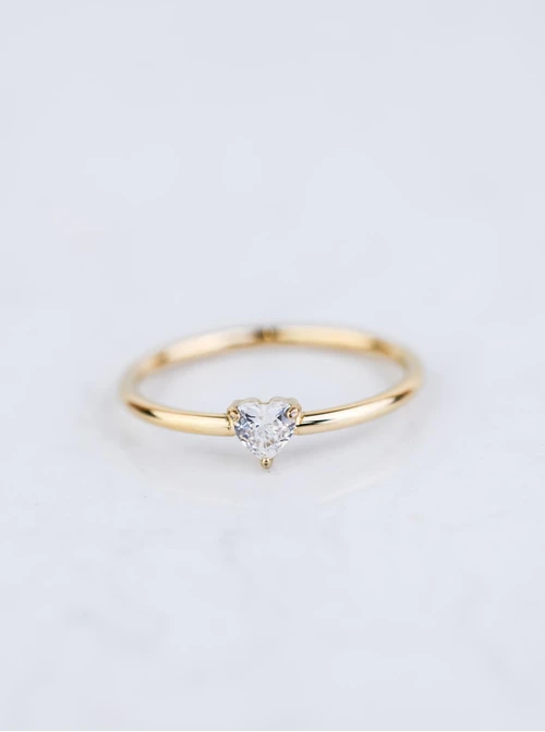 Pierścionek kryształowe serduszko, złoty S406677Z02