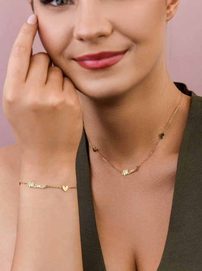 Bransoletka Mama, serduszka, złoty S107815Z00