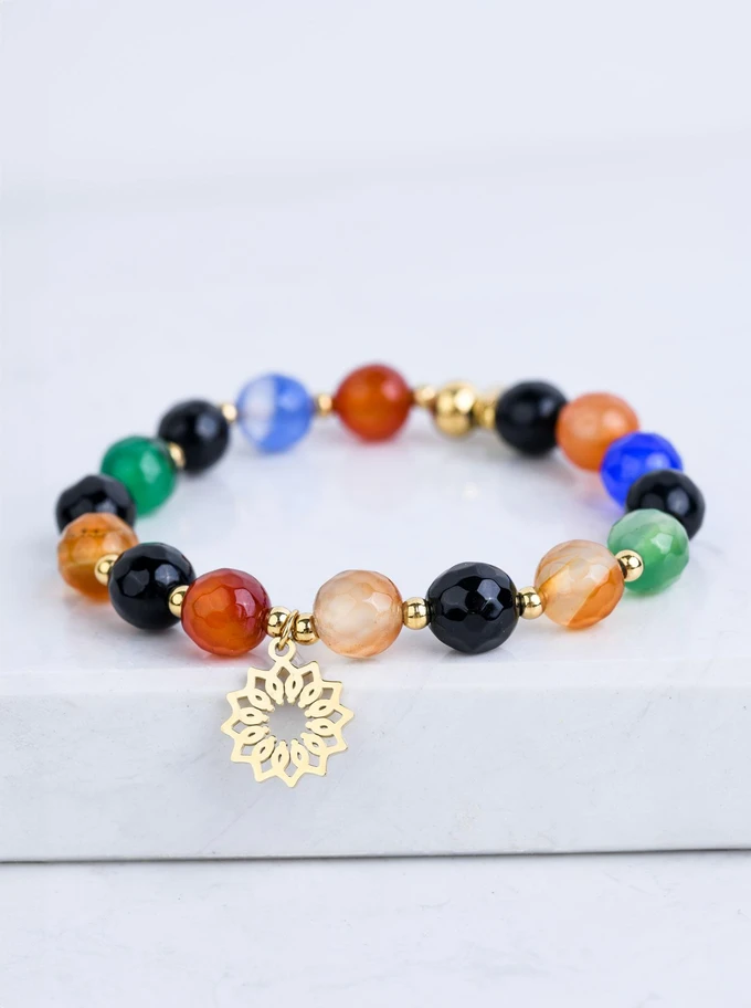 Bransoletka Rozeta Vezzi, Agat tęczowy, złoty S108804Z07