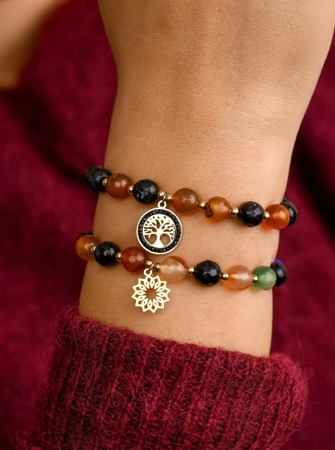 Bransoletka Rozeta Vezzi, Agat tęczowy, złoty S108804Z07