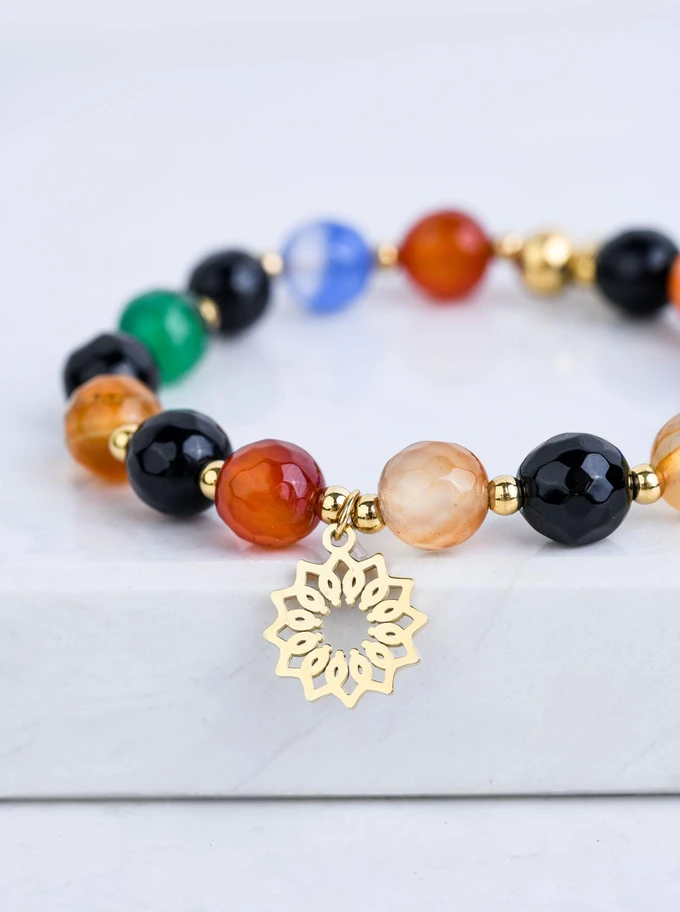 Bransoletka Rozeta Vezzi, Agat tęczowy, złoty S108804Z07