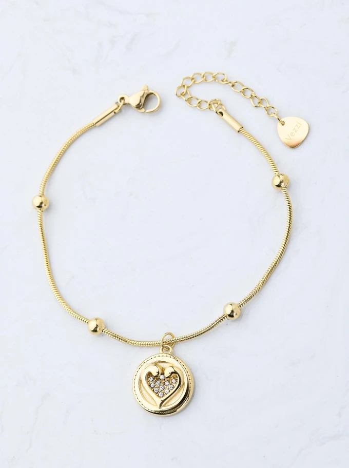 Bransoletka serce z kryształkami, złoty S106290Z00