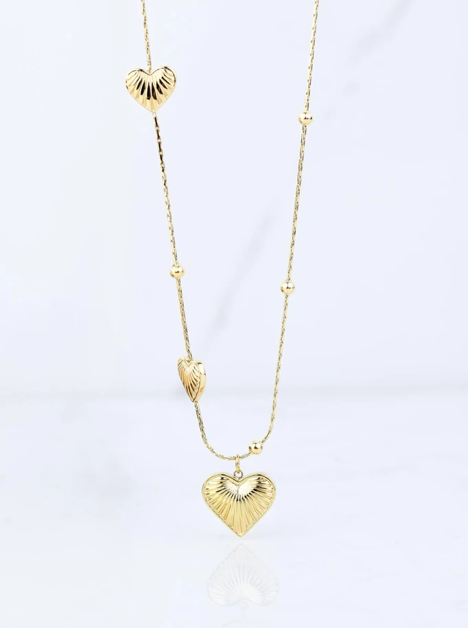 Naszyjnik frezowane serca, złoty S306241Z00