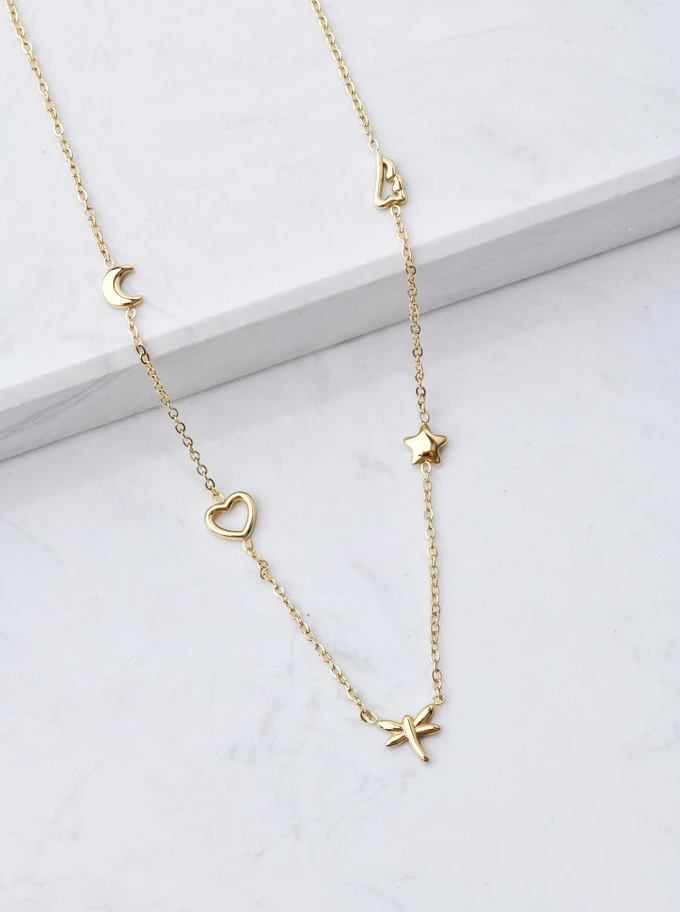 Naszyjnik ważka, serce, gwiazdka, złoty S306273Z00