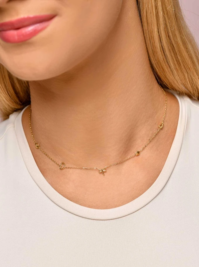 Naszyjnik ważka, serce, gwiazdka, złoty S306273Z00