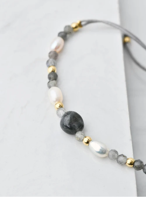 Bransoletka Labradoryt z perełkami rzecznymi, złoty S104463Z00