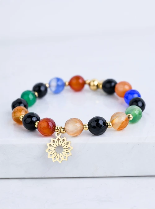 Bransoletka Rozeta Vezzi, Agat tęczowy, złoty S108804Z07