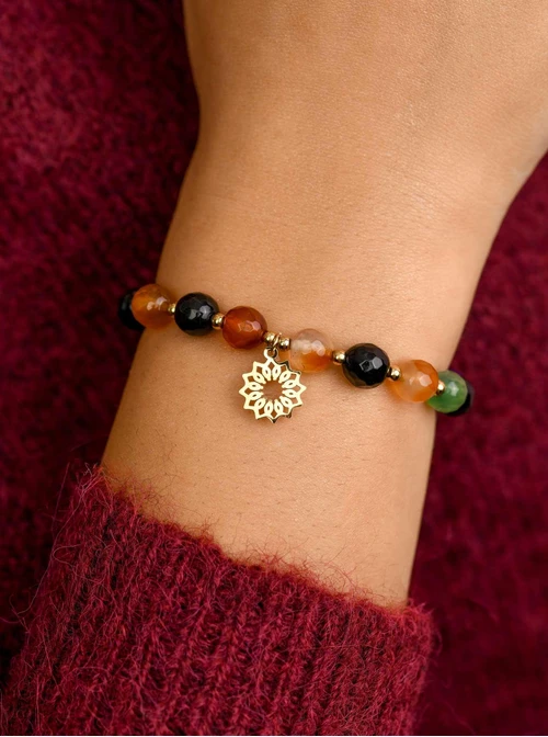 Bransoletka Rozeta Vezzi, Agat tęczowy, złoty S108804Z07