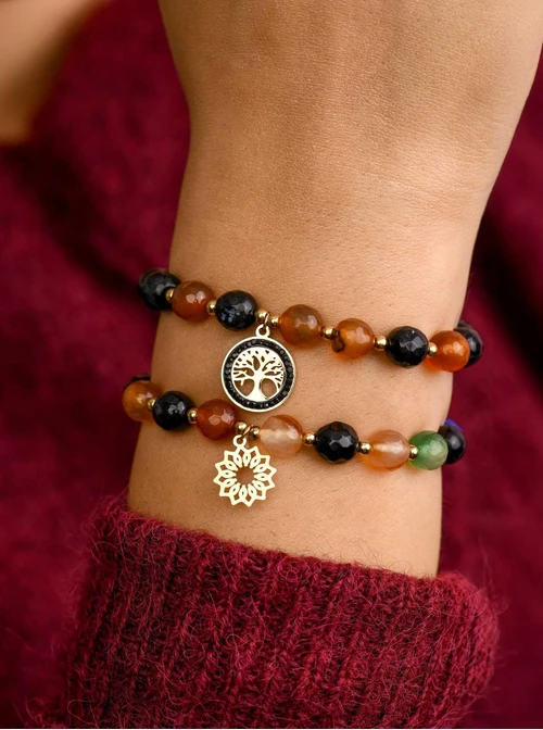 Bransoletka Rozeta Vezzi, Agat tęczowy, złoty S108804Z07