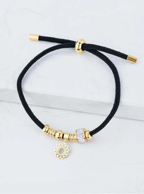 Bransoletka Rozeta Vezzi, kryształki, czarny, złoty S107913Z01