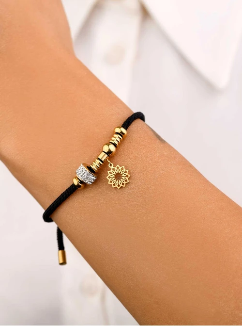 Bransoletka Rozeta Vezzi, kryształki, czarny, złoty S107913Z01