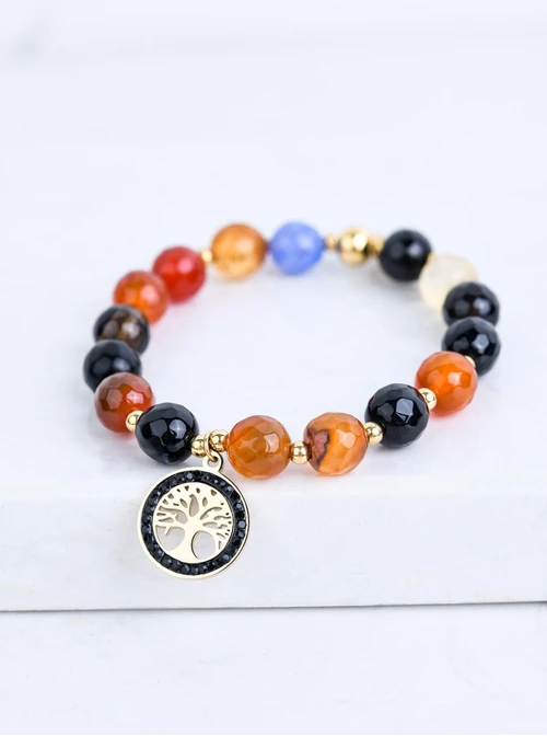 Bransoletka drzewko, Agat, złoty S108332Z07