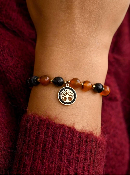 Bransoletka drzewko, Agat, złoty S108332Z07