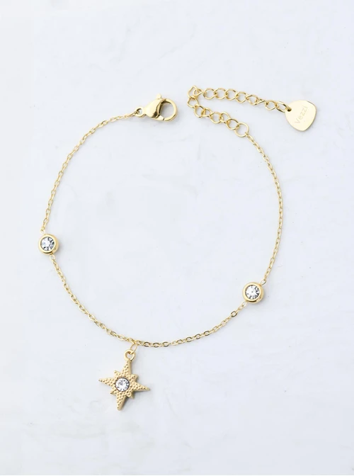 Bransoletka gwiazdka, kryształki, złoty S108184Z00
