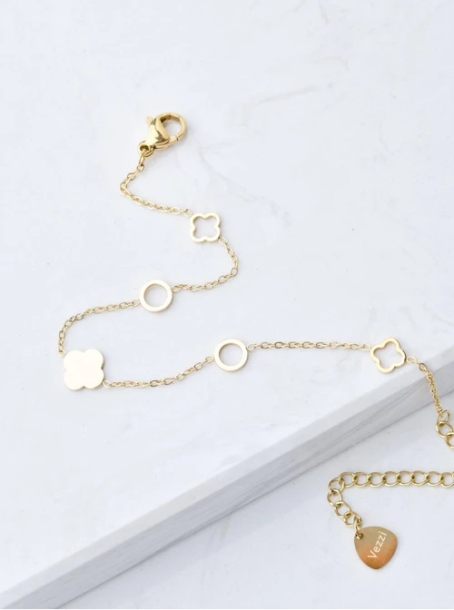 Bransoletka koniczynki, kółeczka, złoty S107828Z00