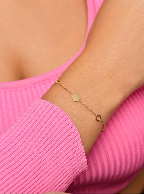 Bransoletka koniczynki, kółeczka, złoty S107828Z00