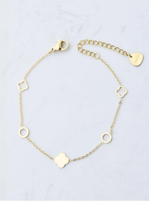 Bransoletka koniczynki, kółeczka, złoty S107828Z00