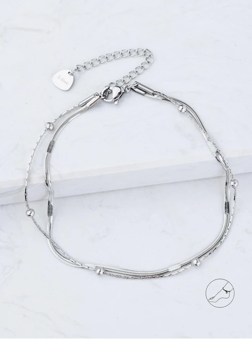 Bransoletka na kostkę, podwójna, srebrny S107922S00