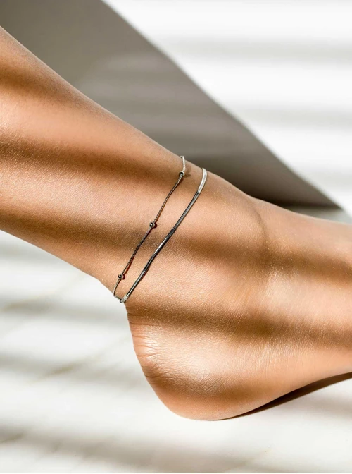 Bransoletka na kostkę, podwójna, srebrny S107922S00