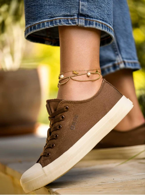 Bransoletka na kostkę, ważka, perełki, złoty S108045Z00