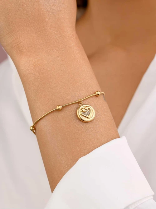 Bransoletka serce z kryształkami, złoty S106290Z00