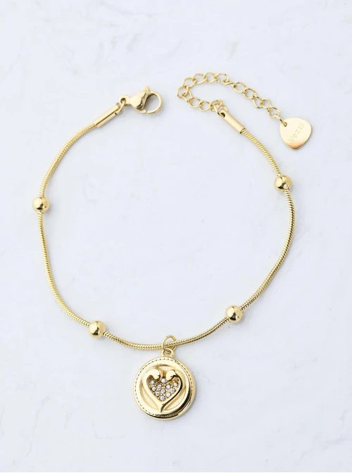 Bransoletka serce z kryształkami, złoty S106290Z00