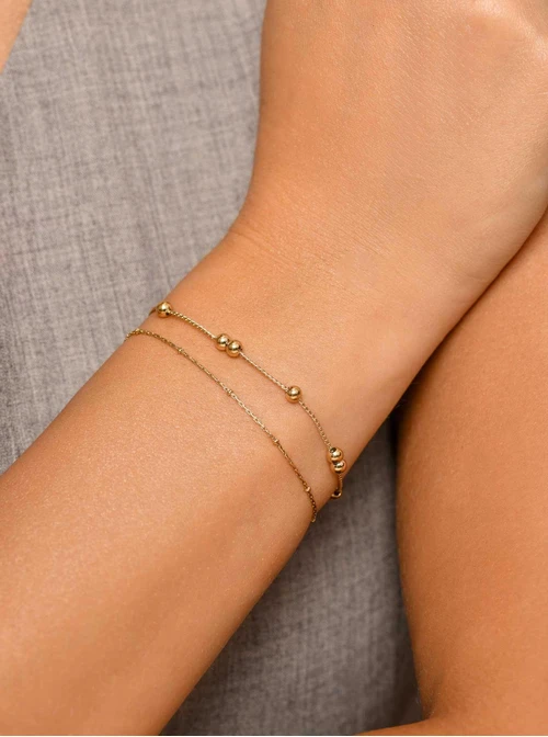 Bransoletka podwójna, kuleczki, złoty S107285Z00