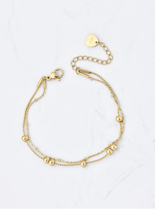 Bransoletka podwójna, kuleczki, złoty S107285Z00