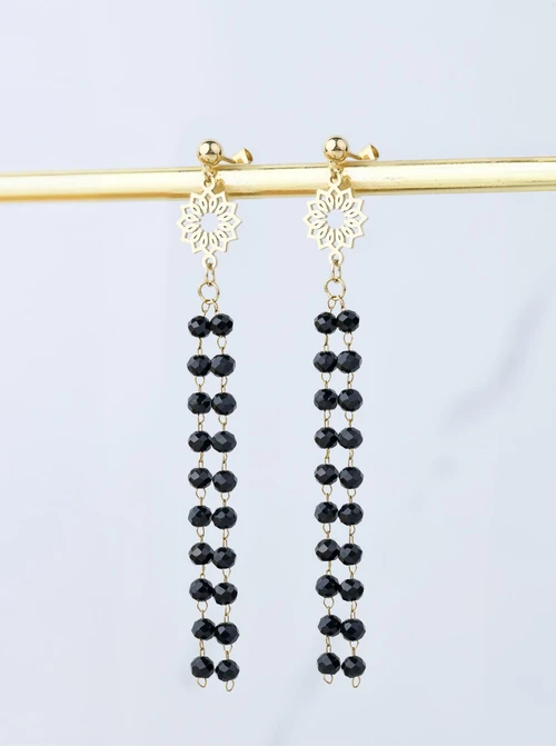 Kolczyki Rozeta Vezzi, czarne kryształki, złoty S207636Z00