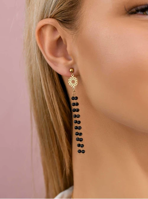 Kolczyki Rozeta Vezzi, czarne kryształki, złoty S207636Z00