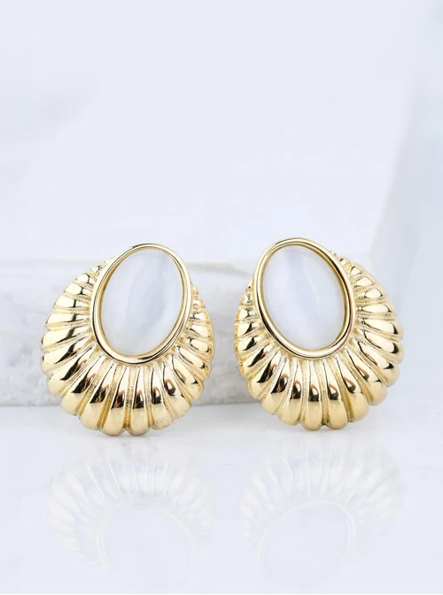 Kolczyki fakturowane Kocie Oko, złoty S207415Z02