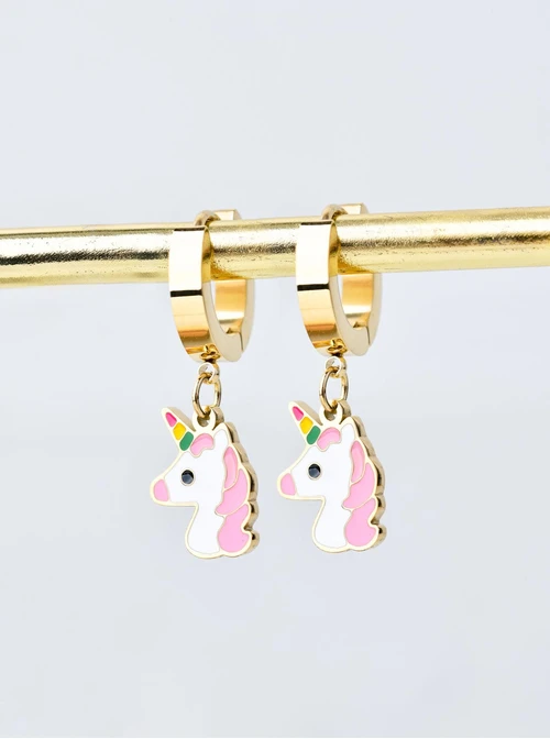 Kolczyki jednorożce, stal pozłacana S207716Z00