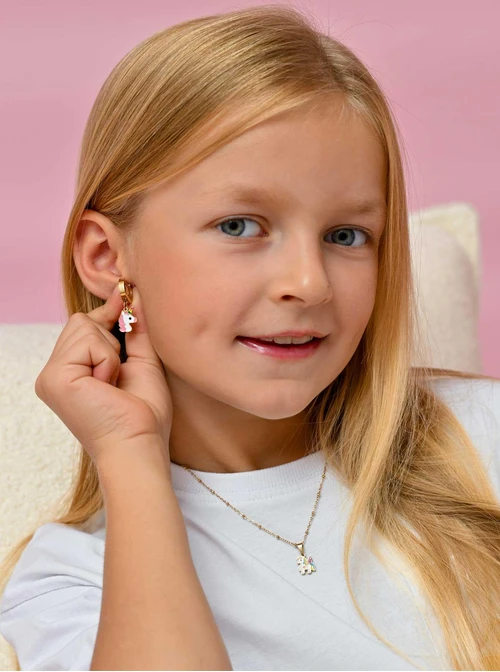 Kolczyki jednorożce, stal pozłacana S207716Z00