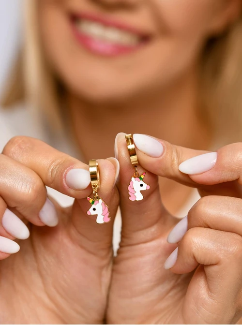 Kolczyki jednorożce, stal pozłacana S207716Z00