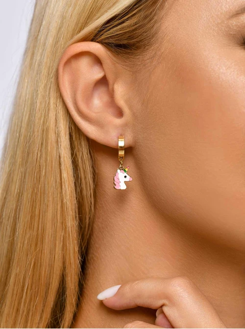 Kolczyki jednorożce, stal pozłacana S207716Z00